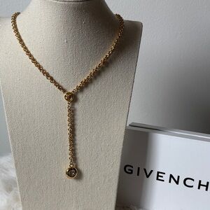 Givenchy Gold-tone Y Drop Necklace with Station Charm